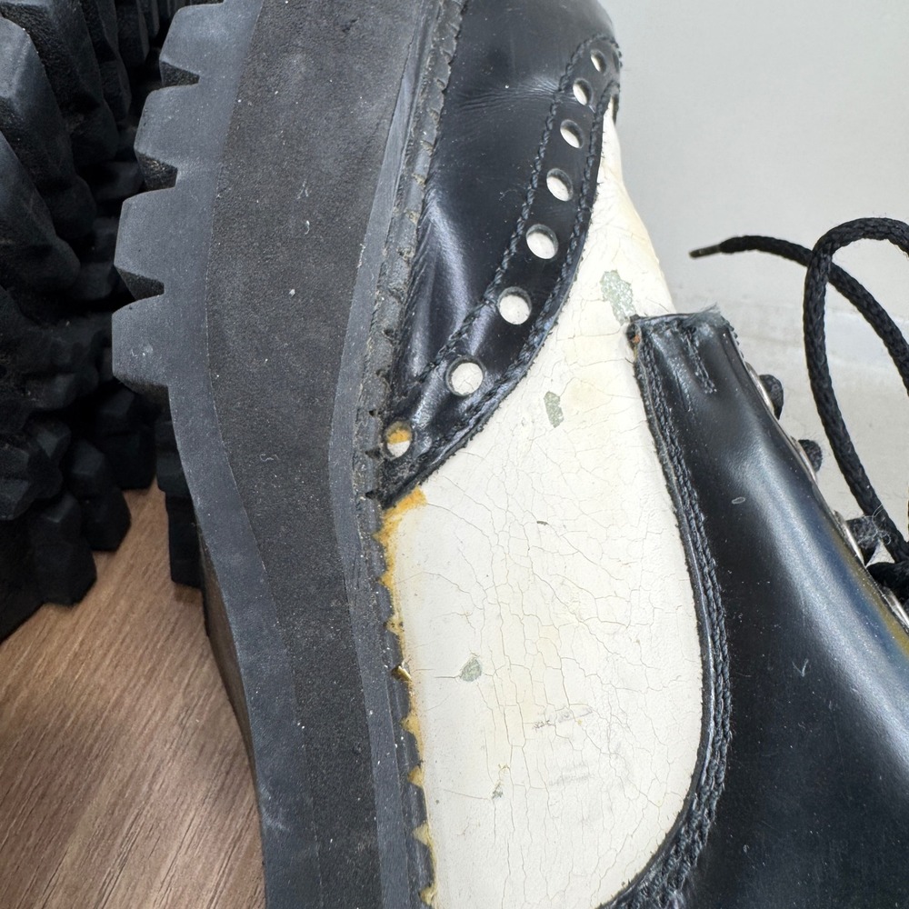 Bed Stu Platform Wingtip Oxfords 9.5 Black White Goth Grunge Chunky Lug Sole - Picture 11 of 15